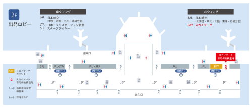 羽田空港第1ターミナル・スカイマークカウンターの場所